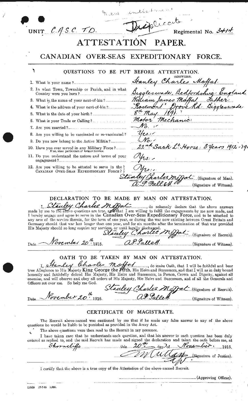 Personnel Records of the First World War - CEF 499073a