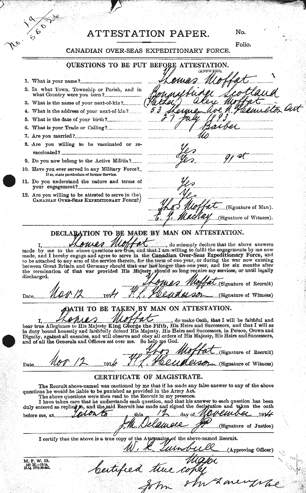 Personnel Records of the First World War - CEF 499077a