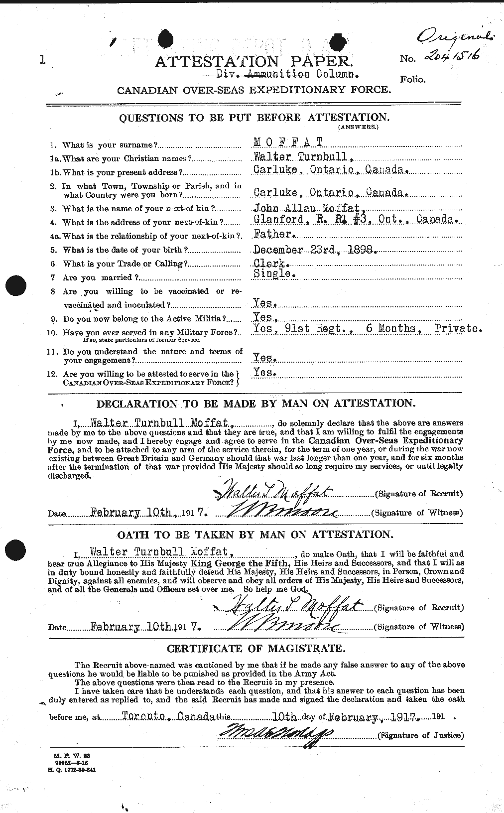 Personnel Records of the First World War - CEF 499085a
