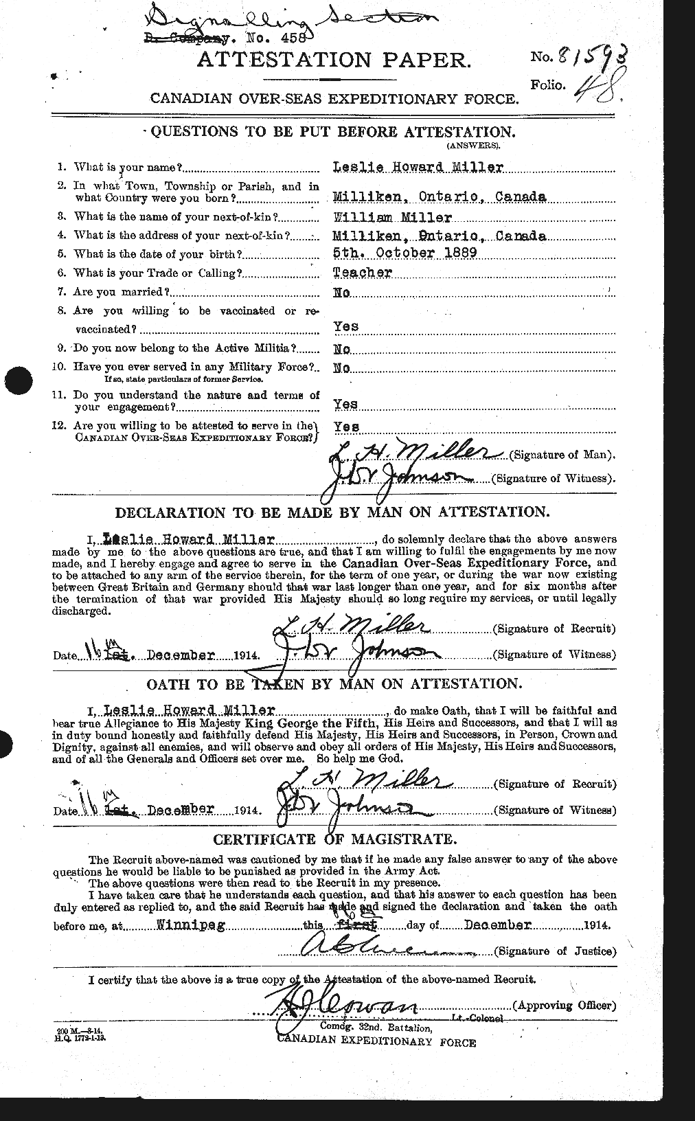 Personnel Records of the First World War - CEF 499502a