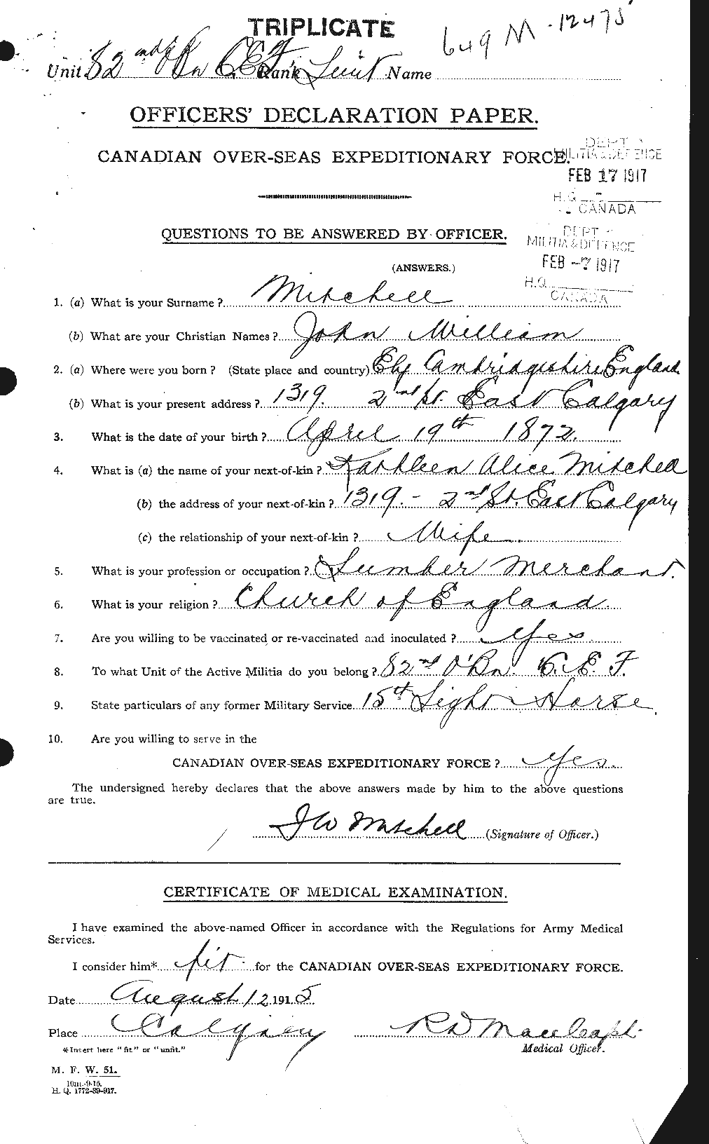 Personnel Records of the First World War - CEF 499698a
