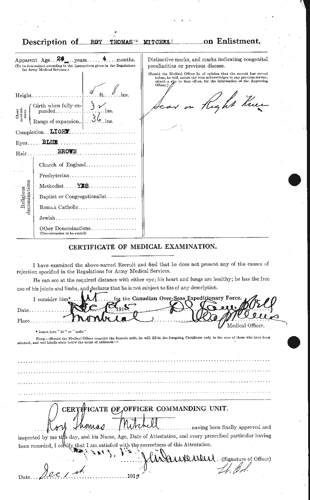 Dossiers du Personnel de la Première Guerre mondiale - CEC 499885b
