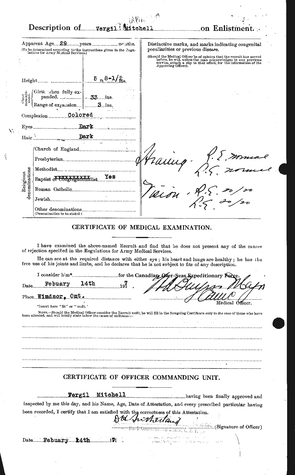 Dossiers du Personnel de la Première Guerre mondiale - CEC 499981b