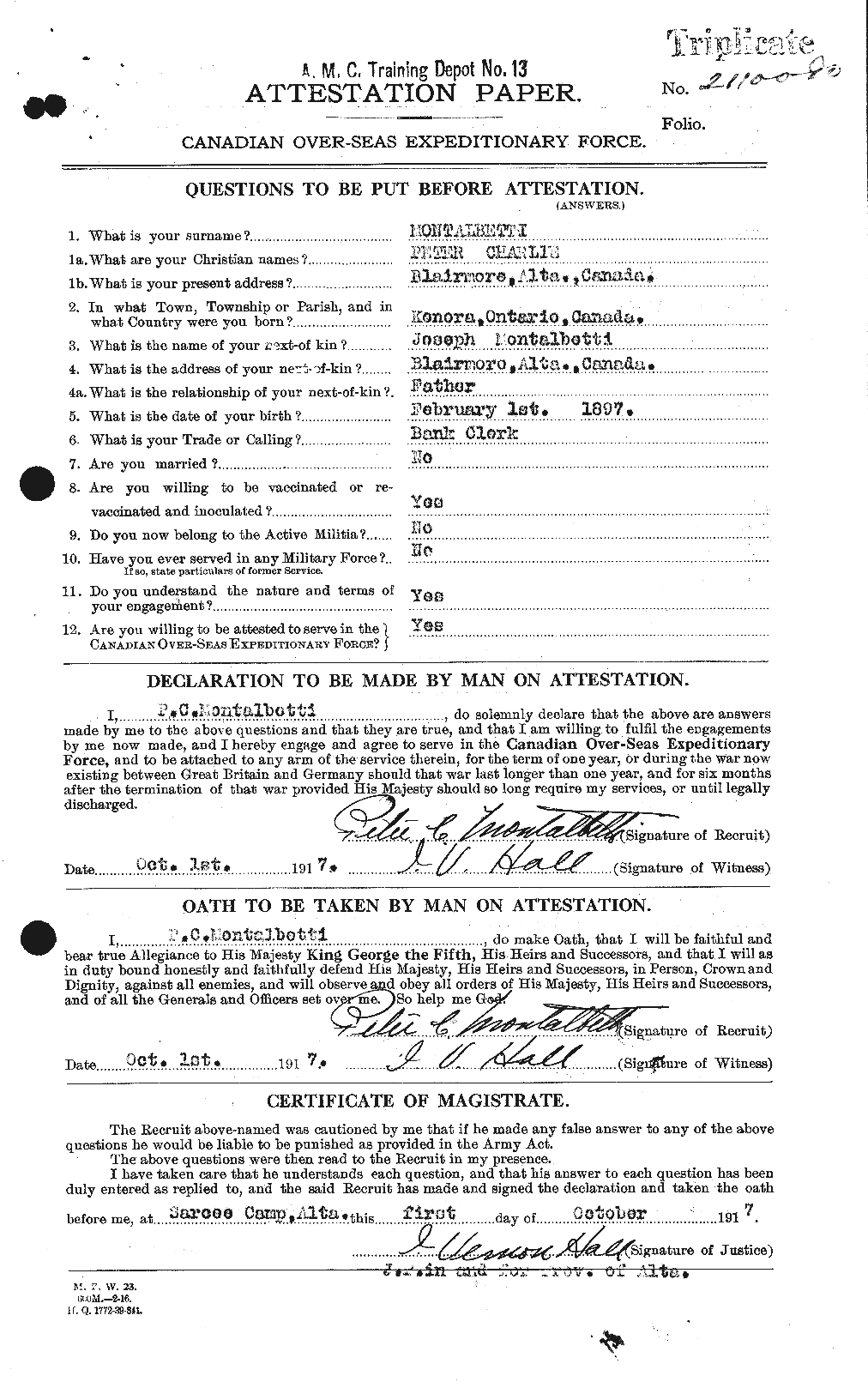 Personnel Records of the First World War - CEF 500197a