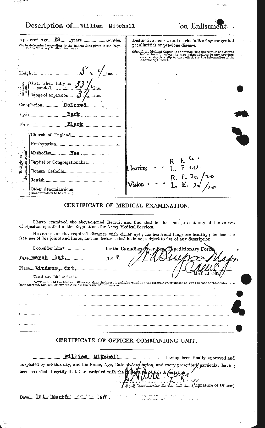 Dossiers du Personnel de la Première Guerre mondiale - CEC 501901b