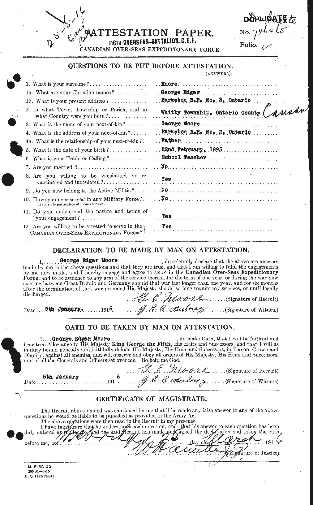 Personnel Records of the First World War - CEF 501995a