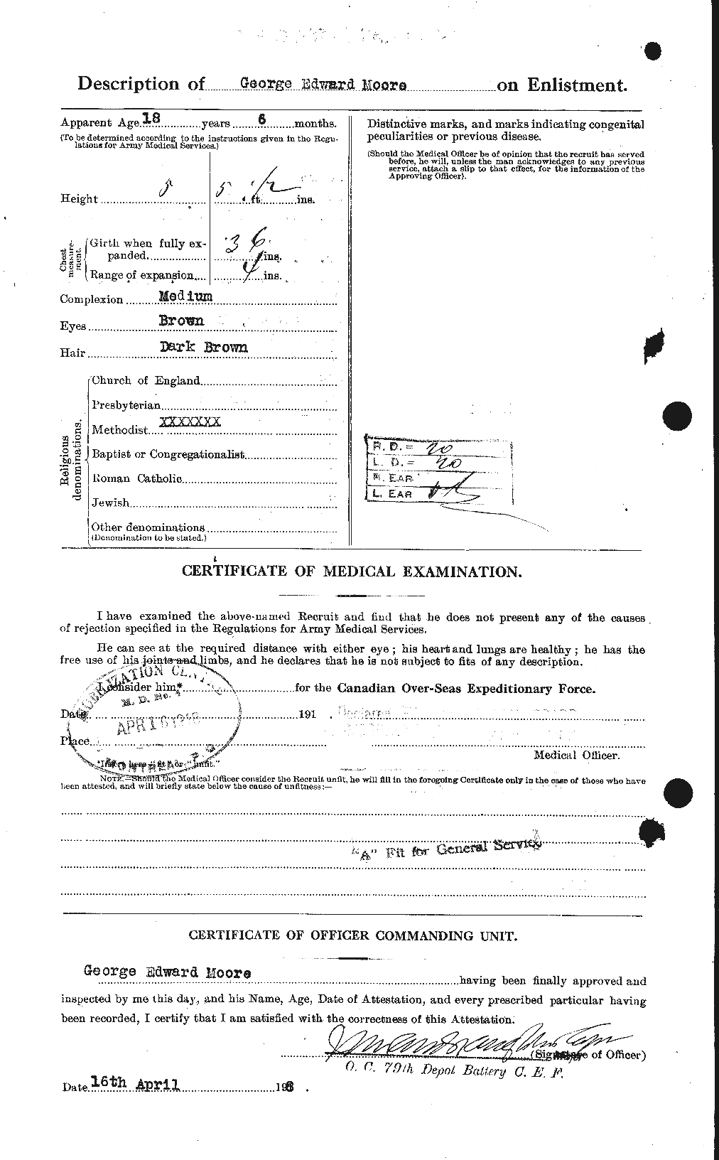 Dossiers du Personnel de la Première Guerre mondiale - CEC 501997b