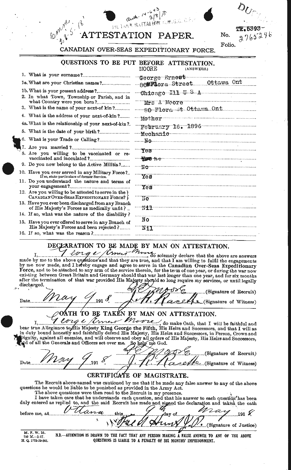 Personnel Records of the First World War - CEF 502000a