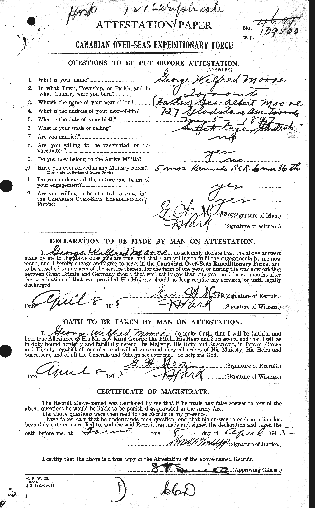 Personnel Records of the First World War - CEF 502028a