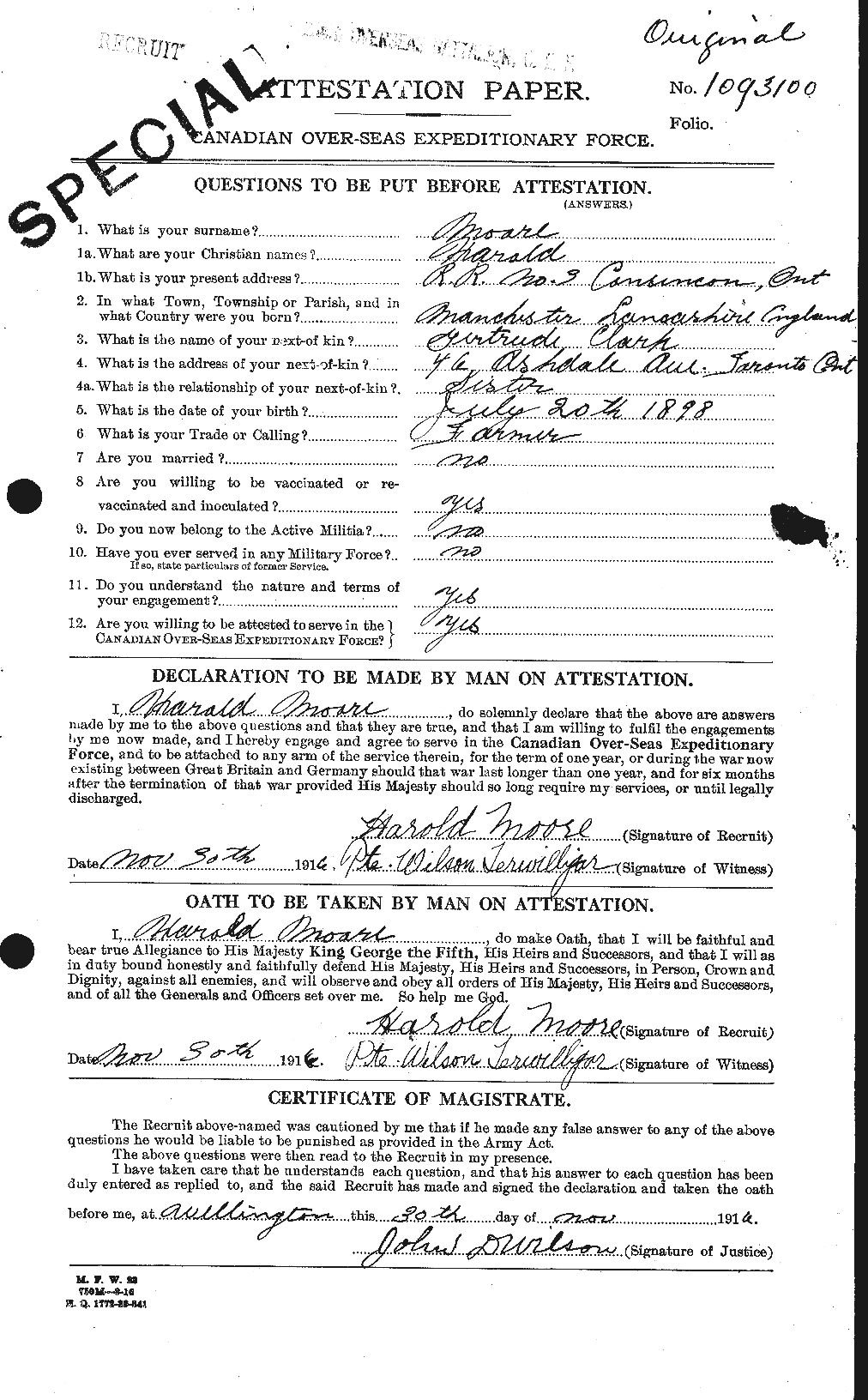 Personnel Records of the First World War - CEF 502054a