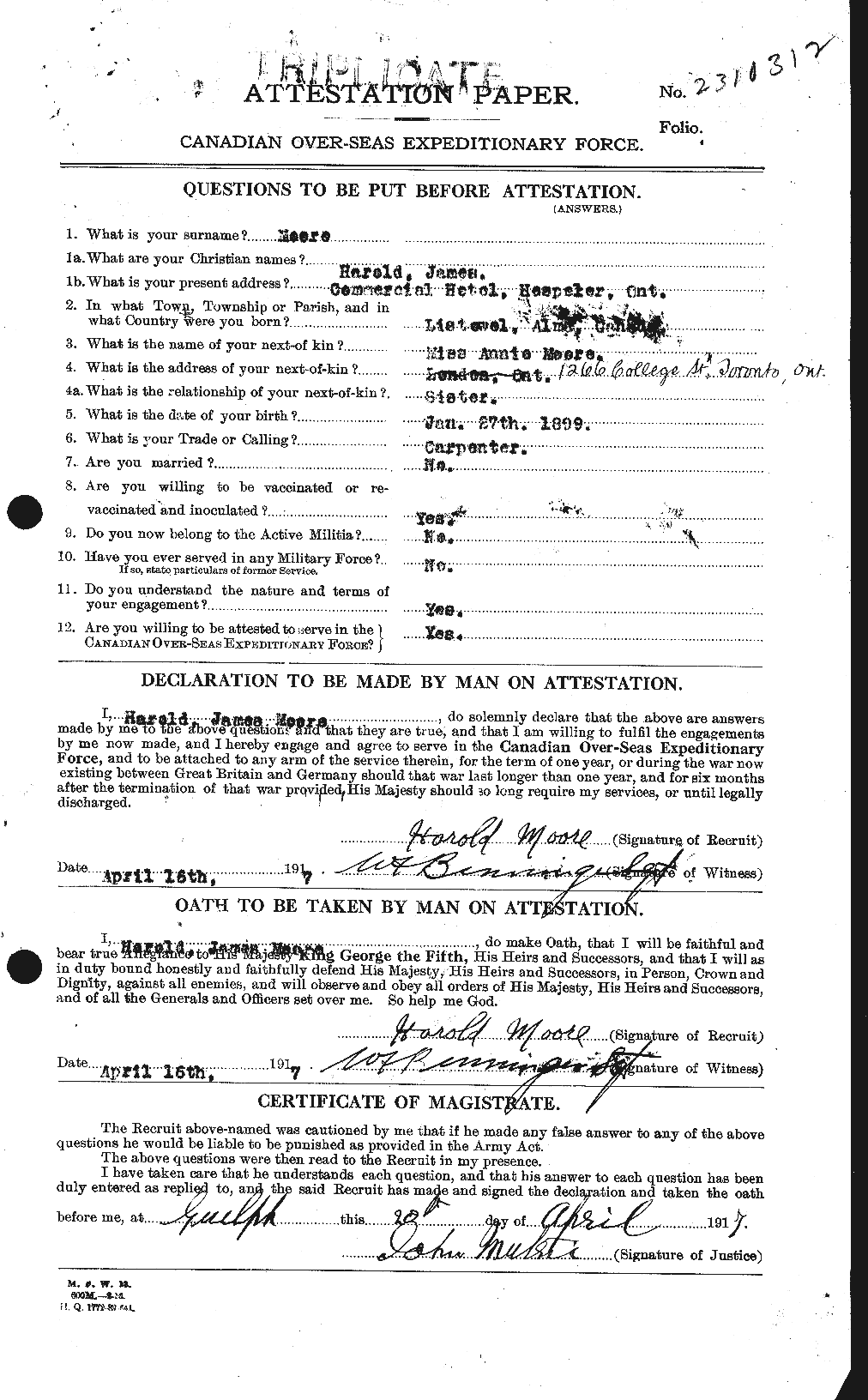 Personnel Records of the First World War - CEF 502064a