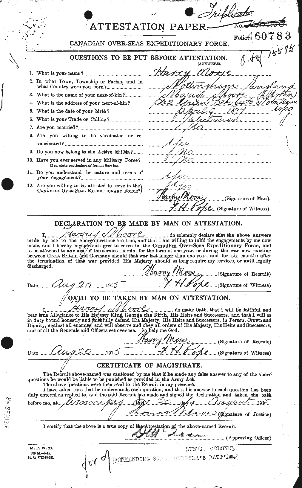 Personnel Records of the First World War - CEF 502074a