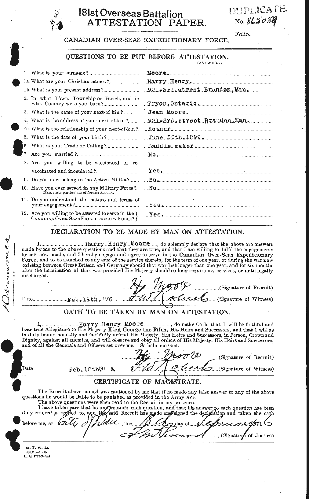 Personnel Records of the First World War - CEF 502083a