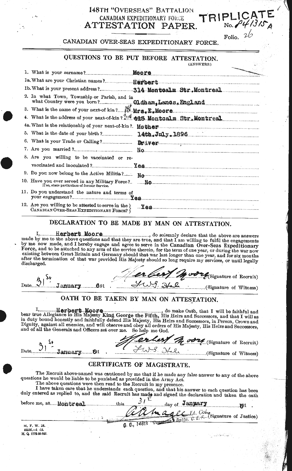 Personnel Records of the First World War - CEF 502111a