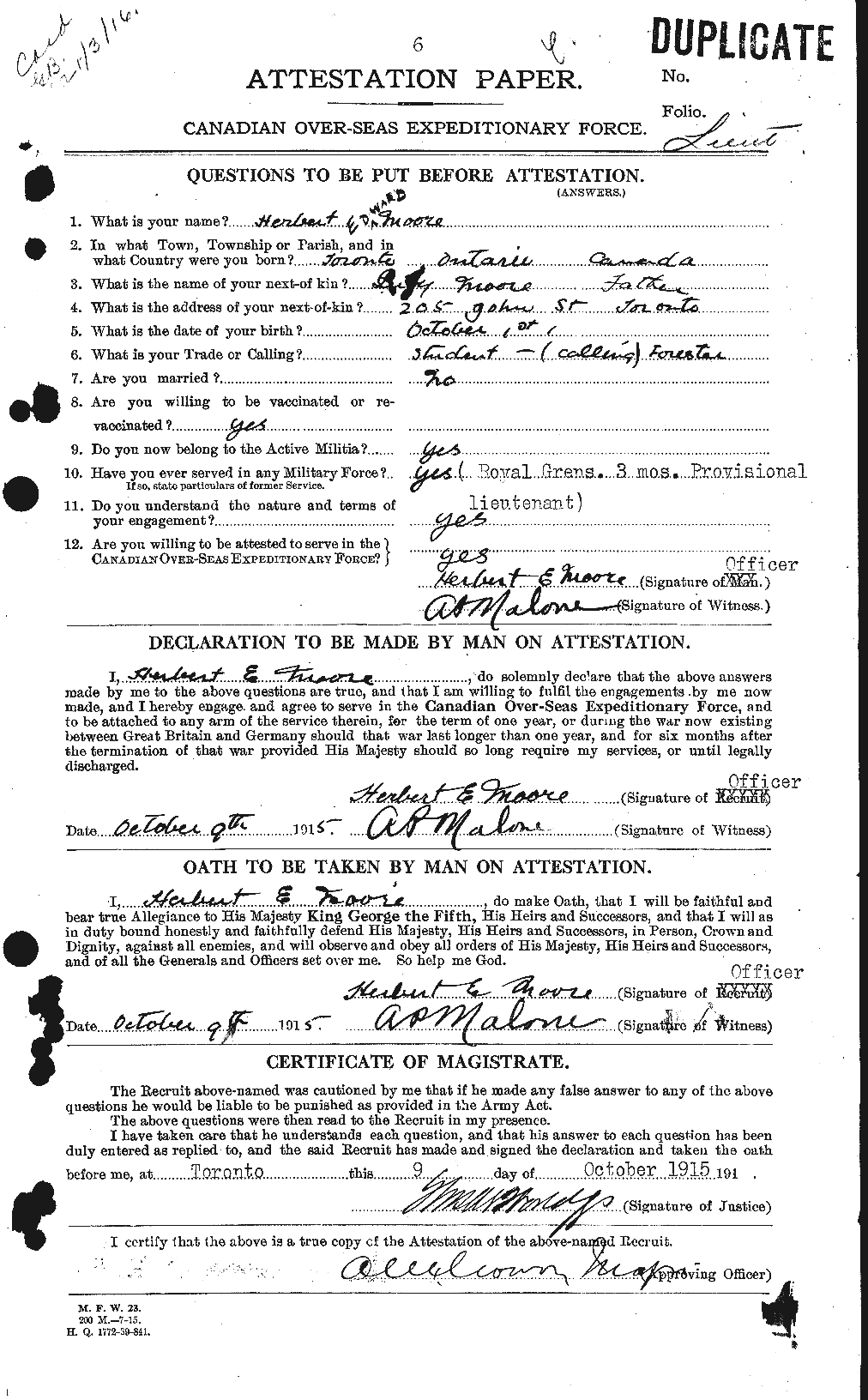 Personnel Records of the First World War - CEF 502115a