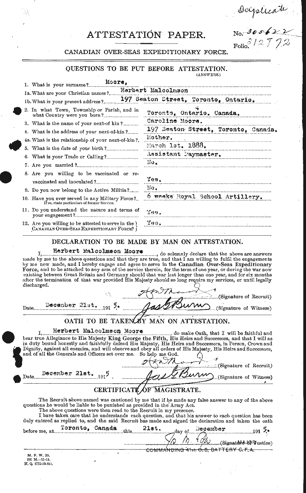 Personnel Records of the First World War - CEF 502121a
