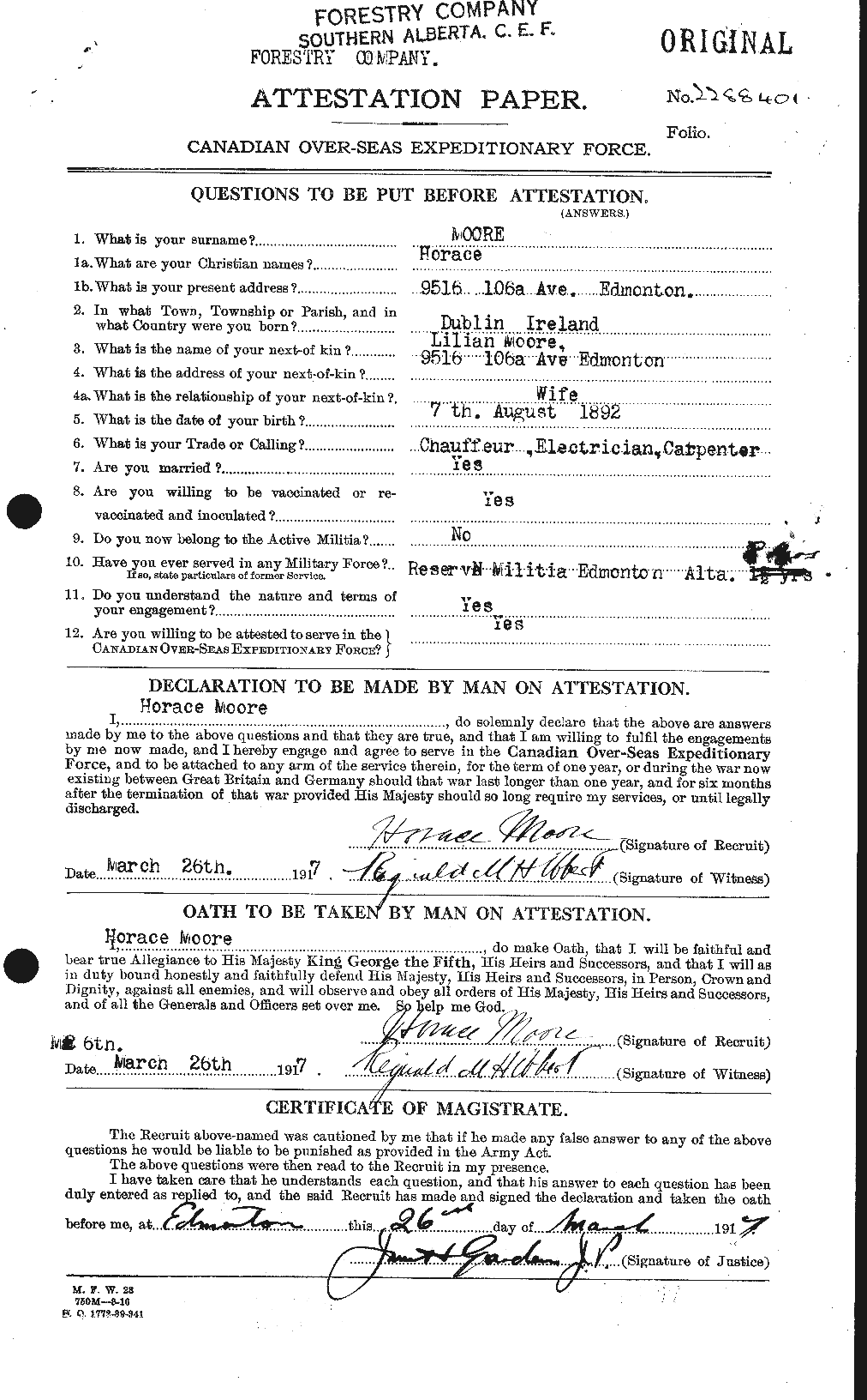 Personnel Records of the First World War - CEF 502134a