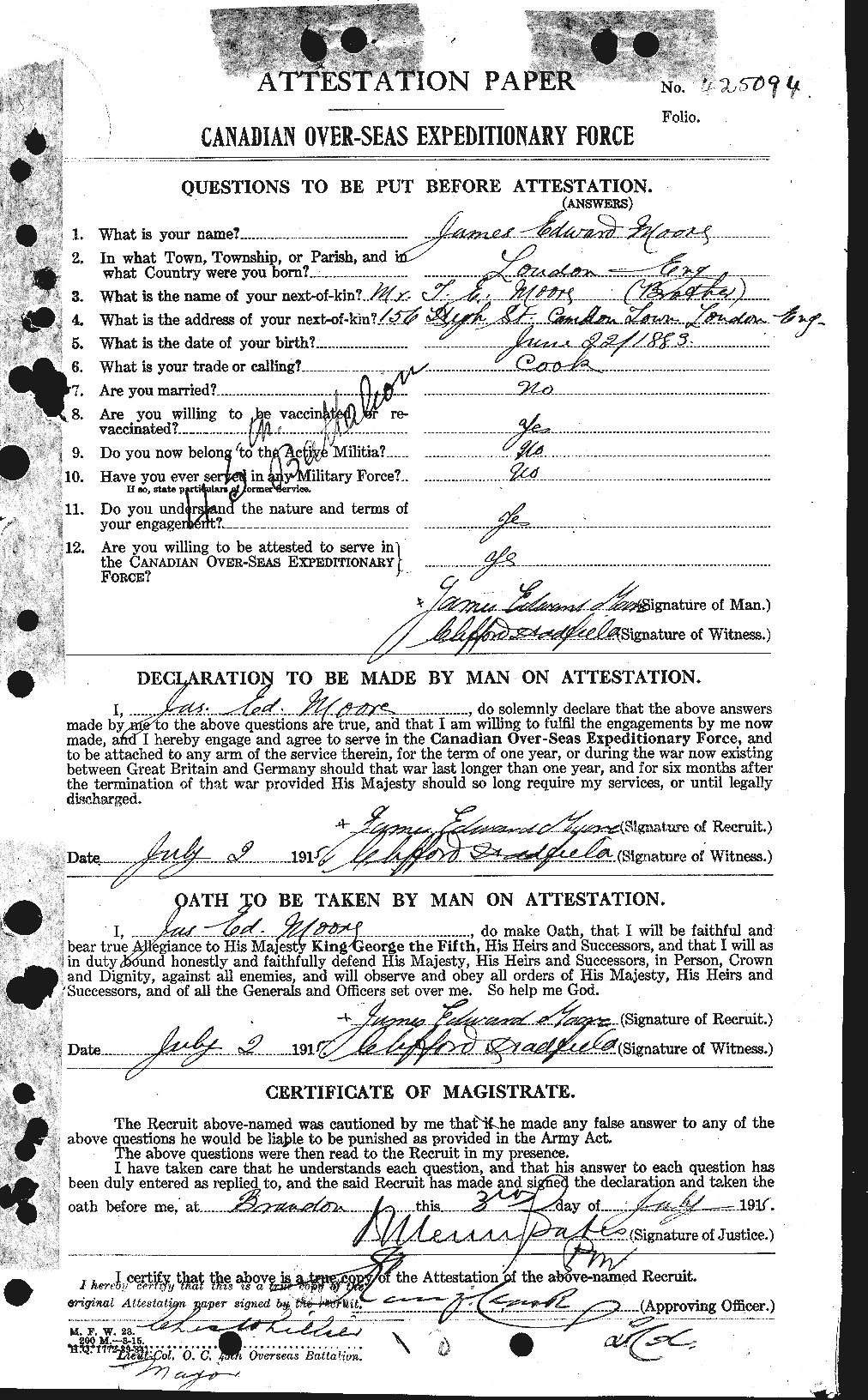 Personnel Records of the First World War - CEF 502161a