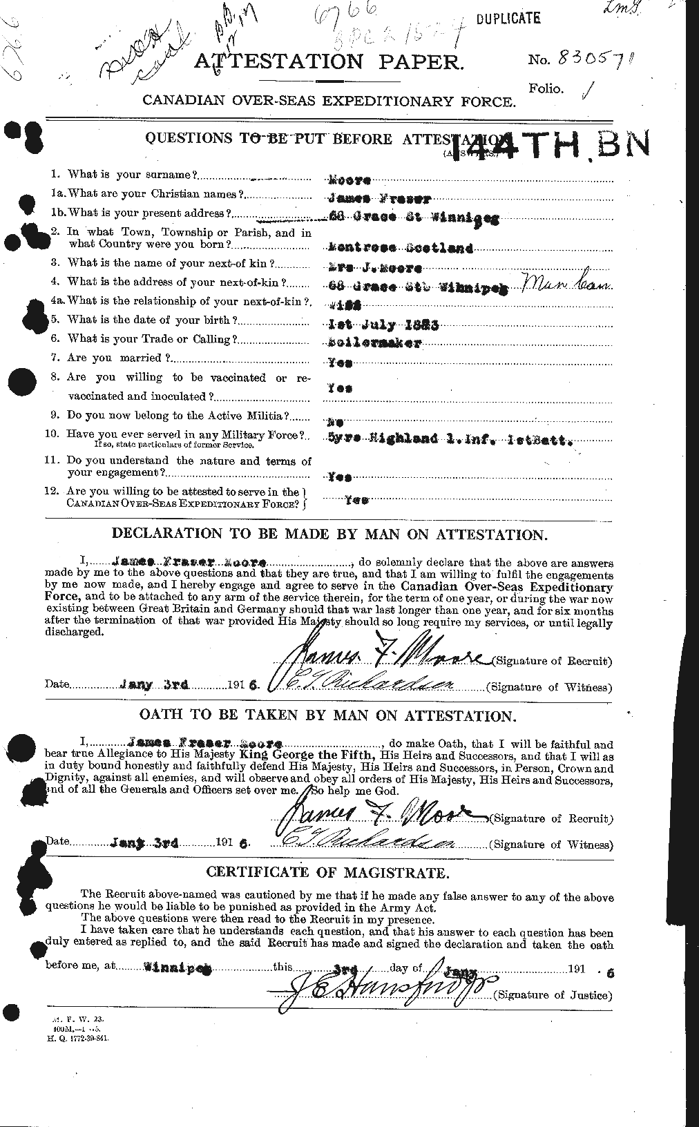 Personnel Records of the First World War - CEF 502219a