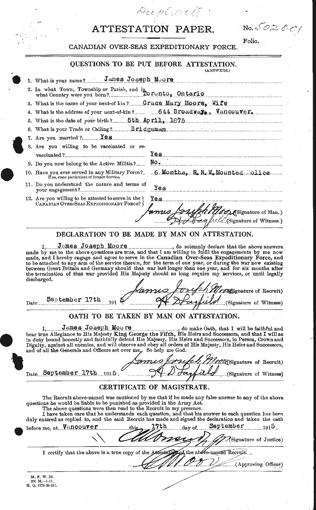 Personnel Records of the First World War - CEF 502228a