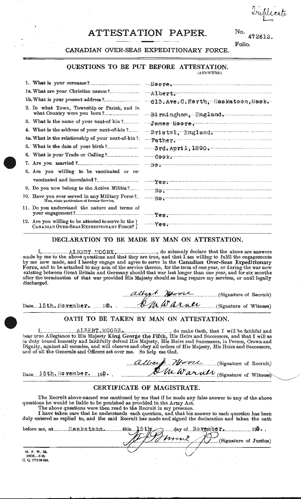 Personnel Records of the First World War - CEF 503216a