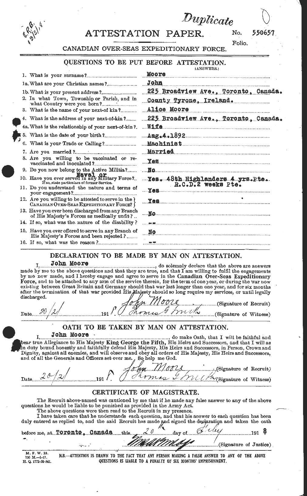 Personnel Records of the First World War - CEF 503225a