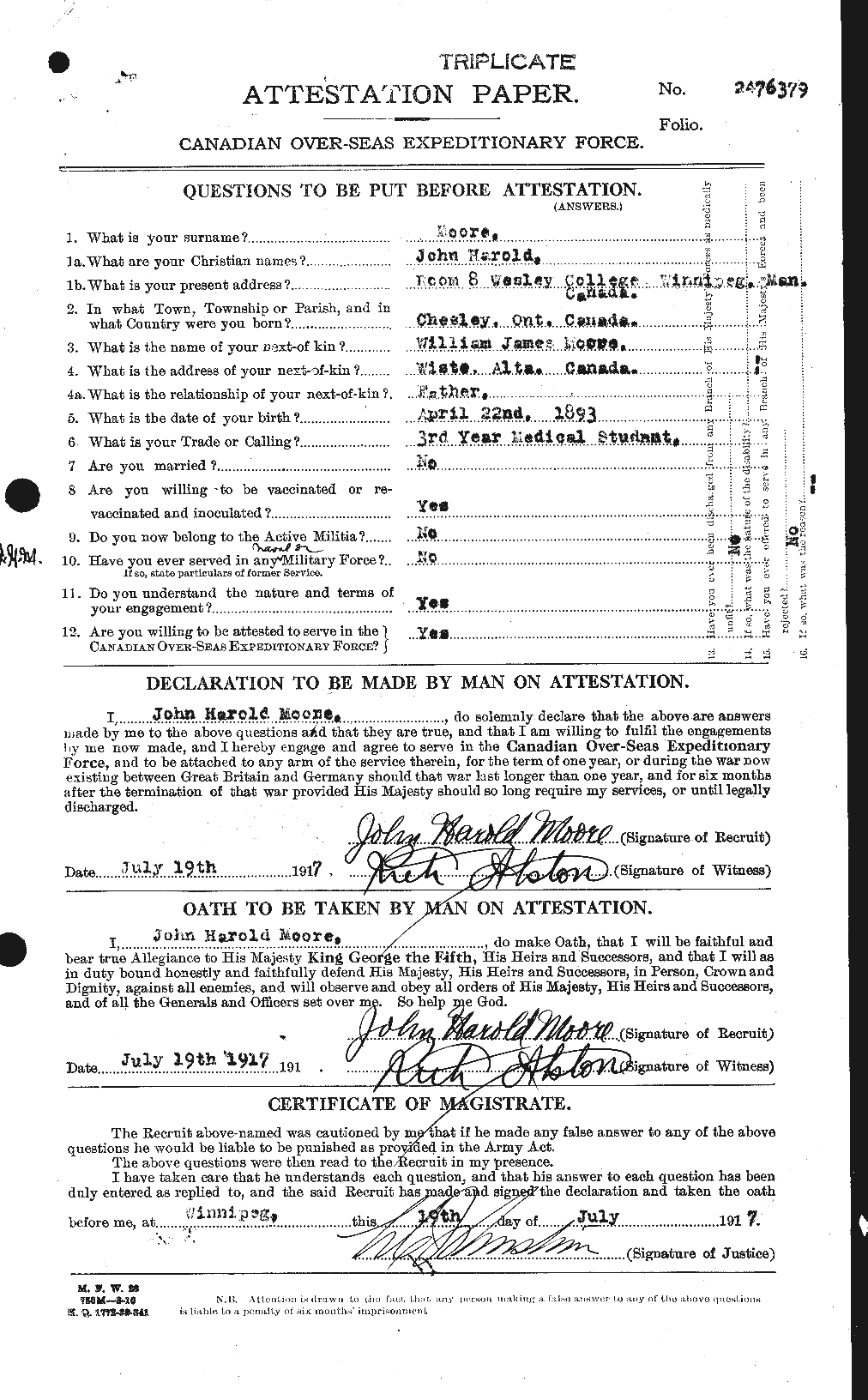 Personnel Records of the First World War - CEF 503295a