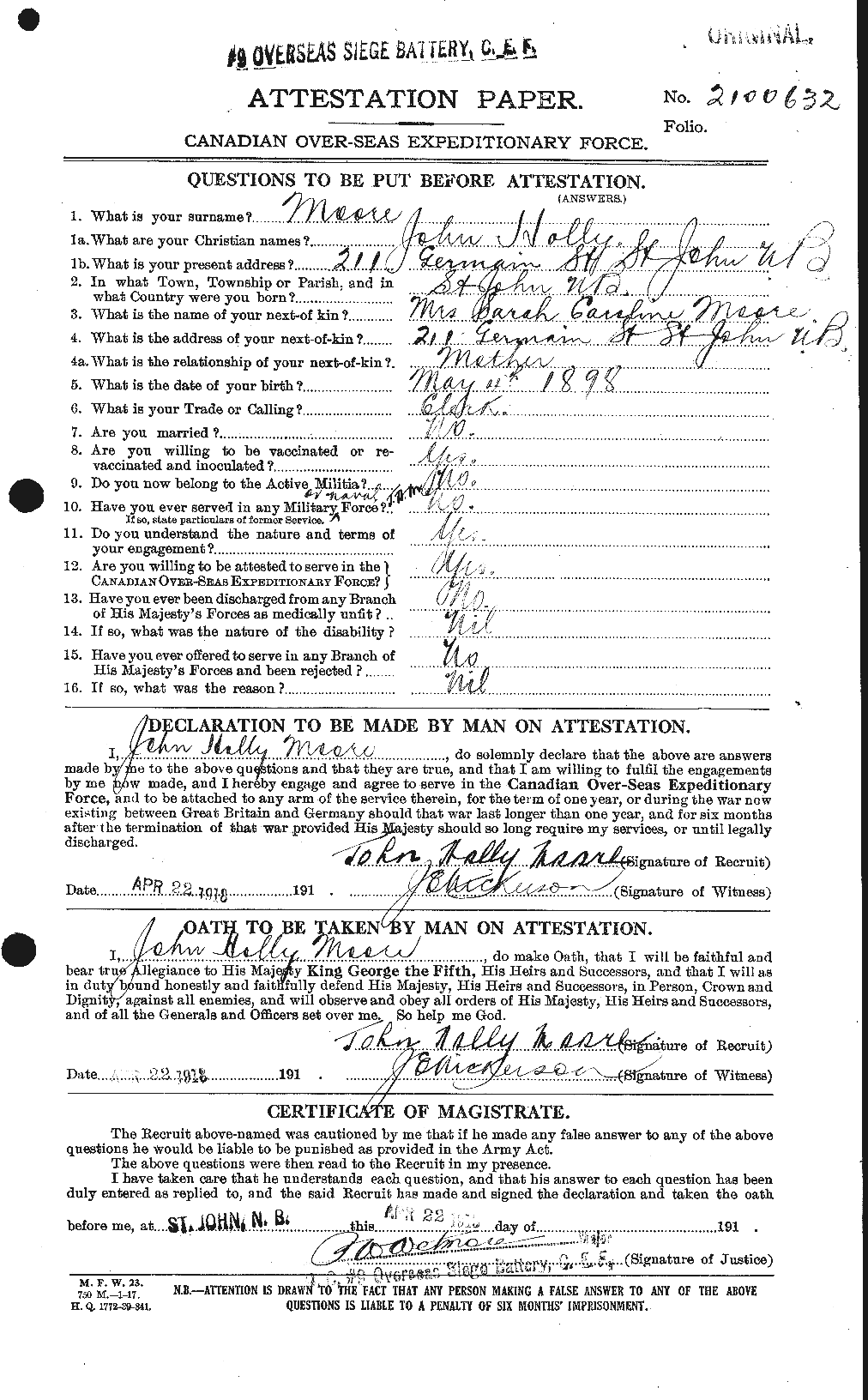 Personnel Records of the First World War - CEF 503298a