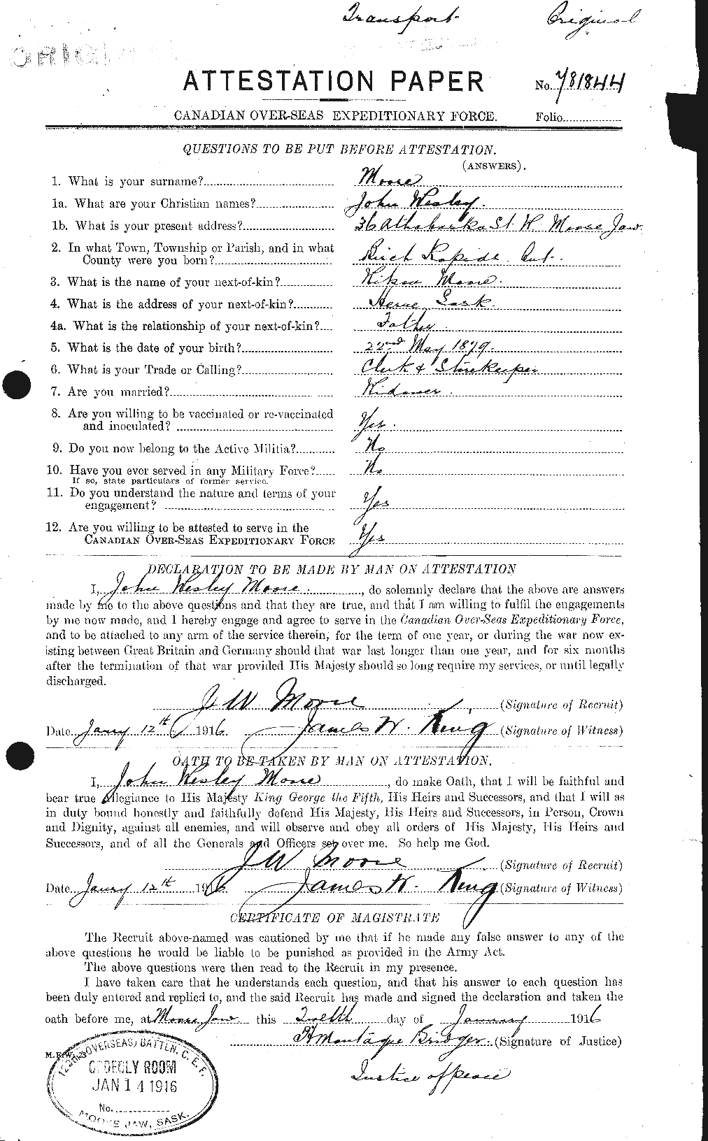 Personnel Records of the First World War - CEF 503346a
