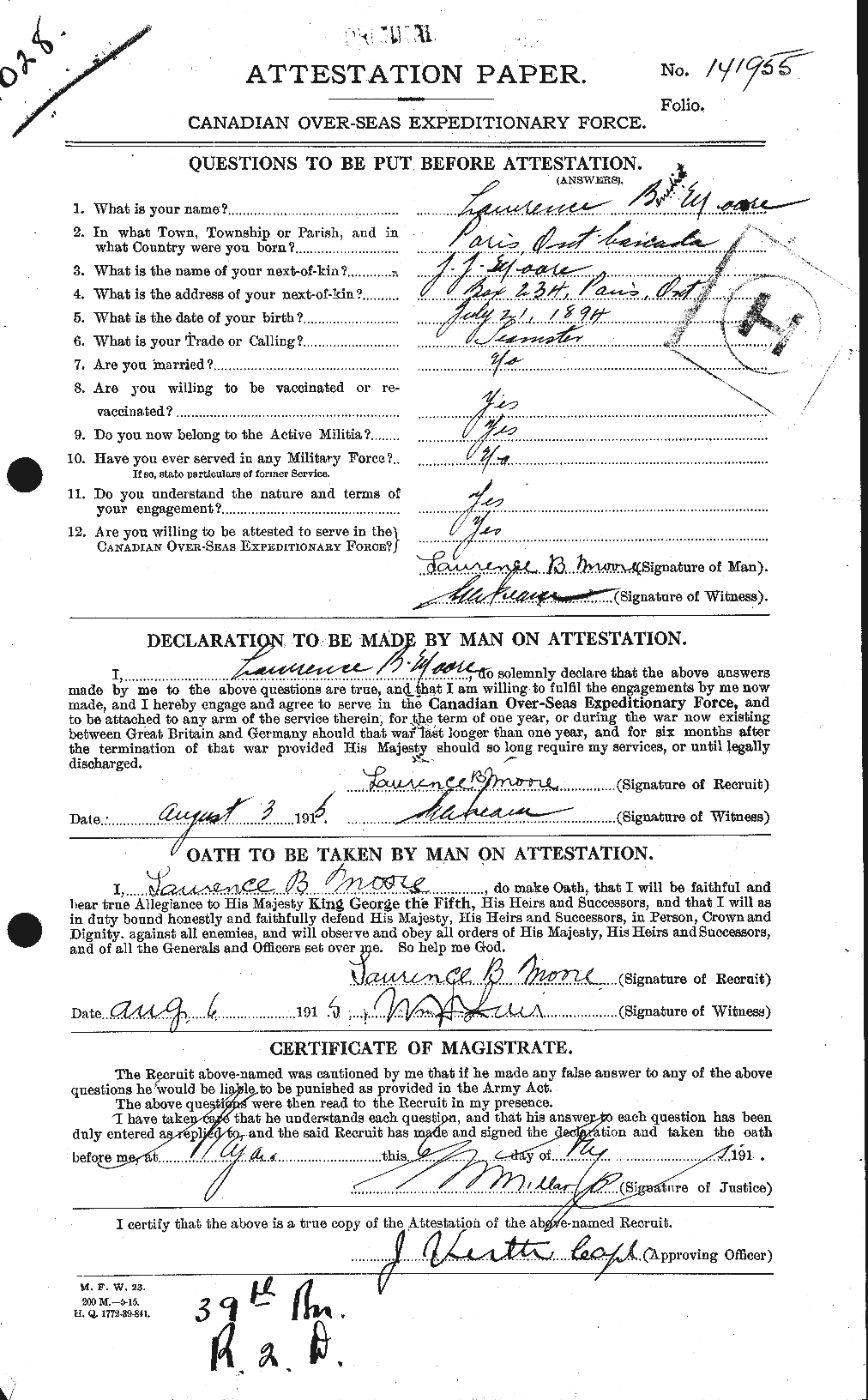 Personnel Records of the First World War - CEF 503395a