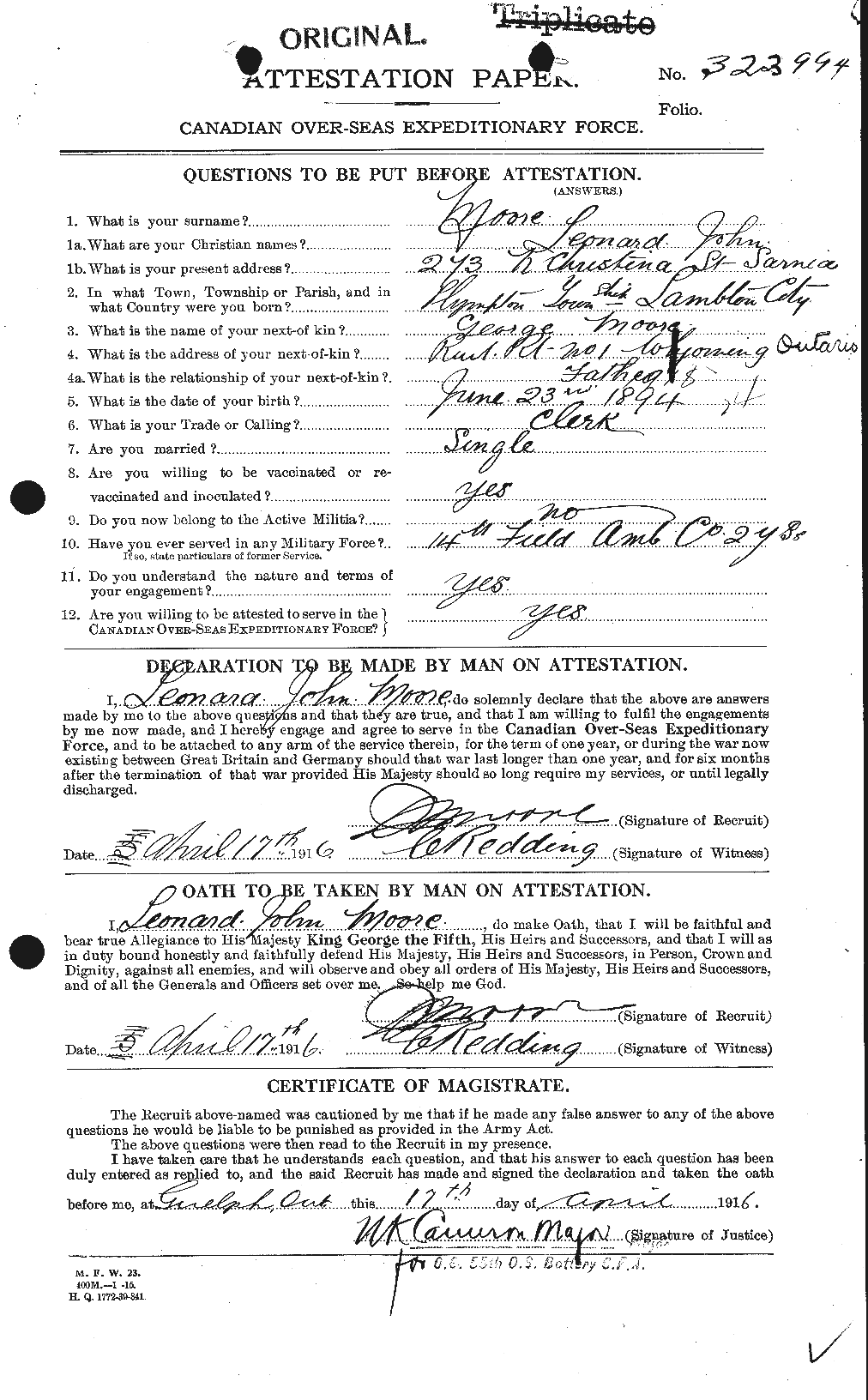 Personnel Records of the First World War - CEF 503405a