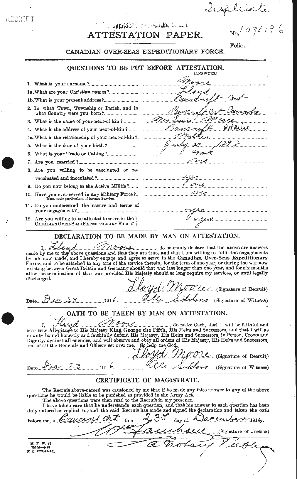 Personnel Records of the First World War - CEF 503417a