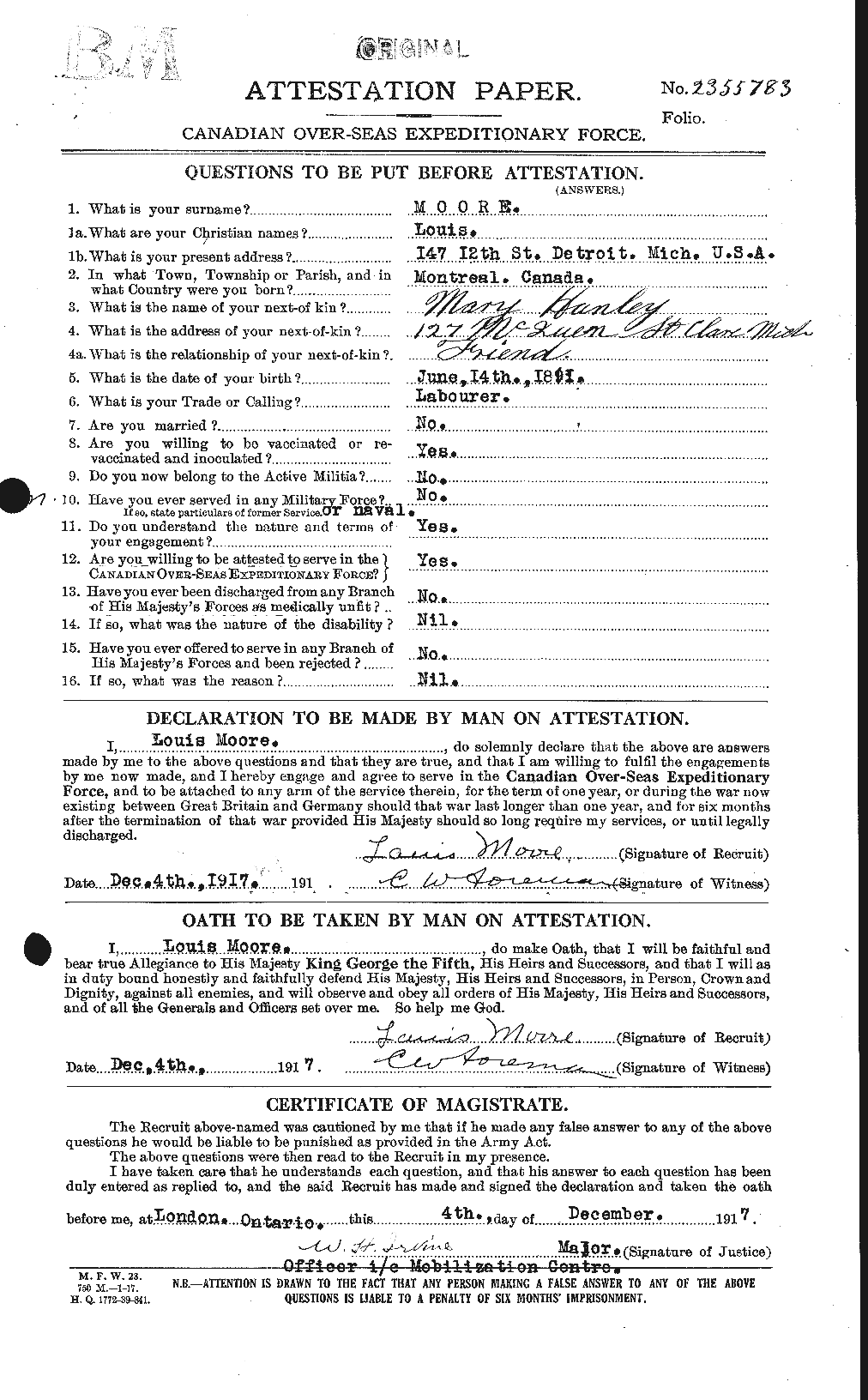 Personnel Records of the First World War - CEF 503420a