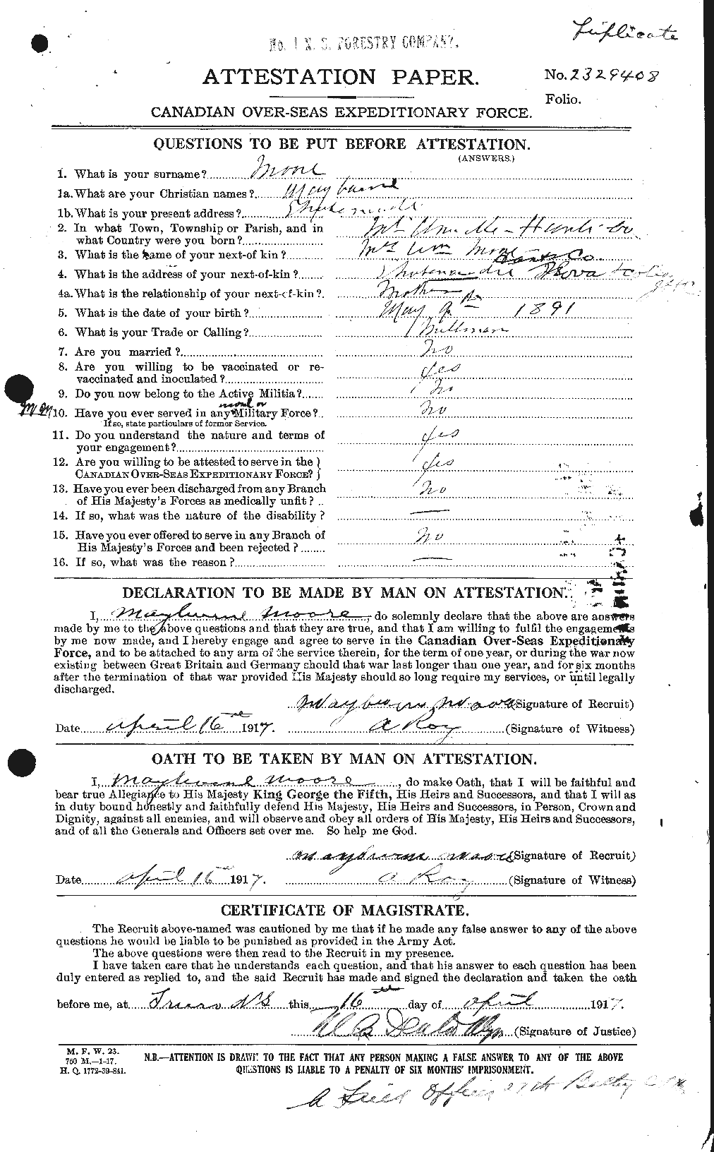 Personnel Records of the First World War - CEF 503435a