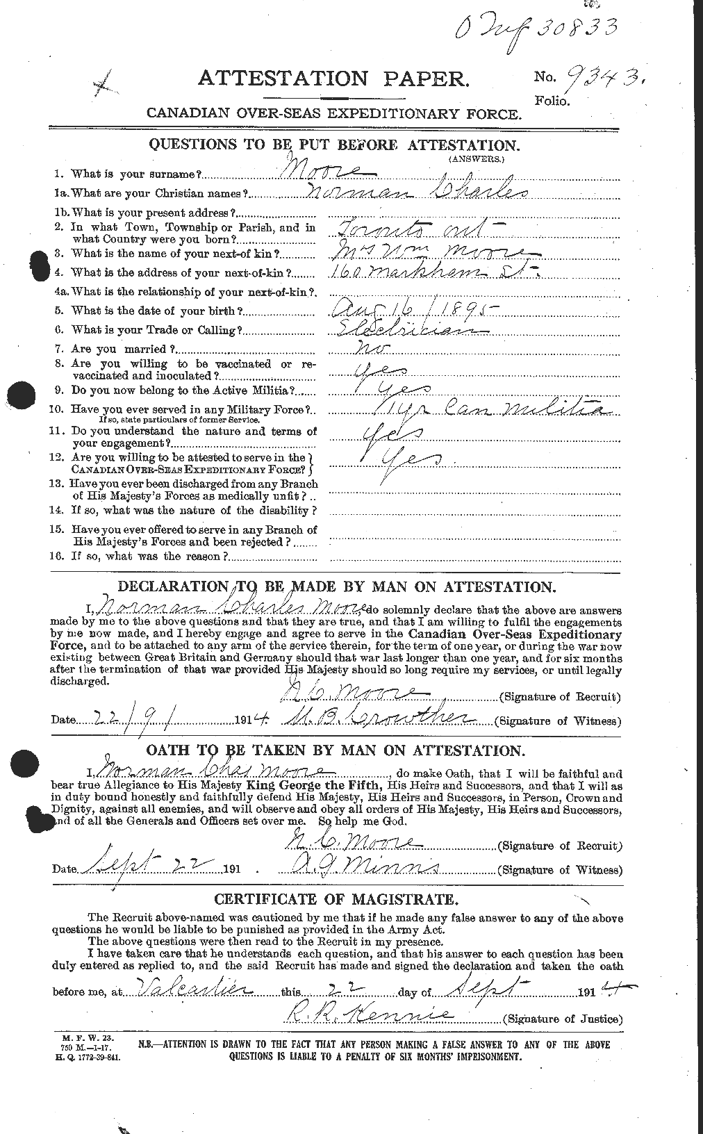 Personnel Records of the First World War - CEF 503462a