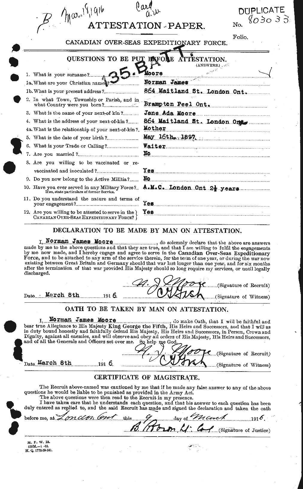 Personnel Records of the First World War - CEF 503464a