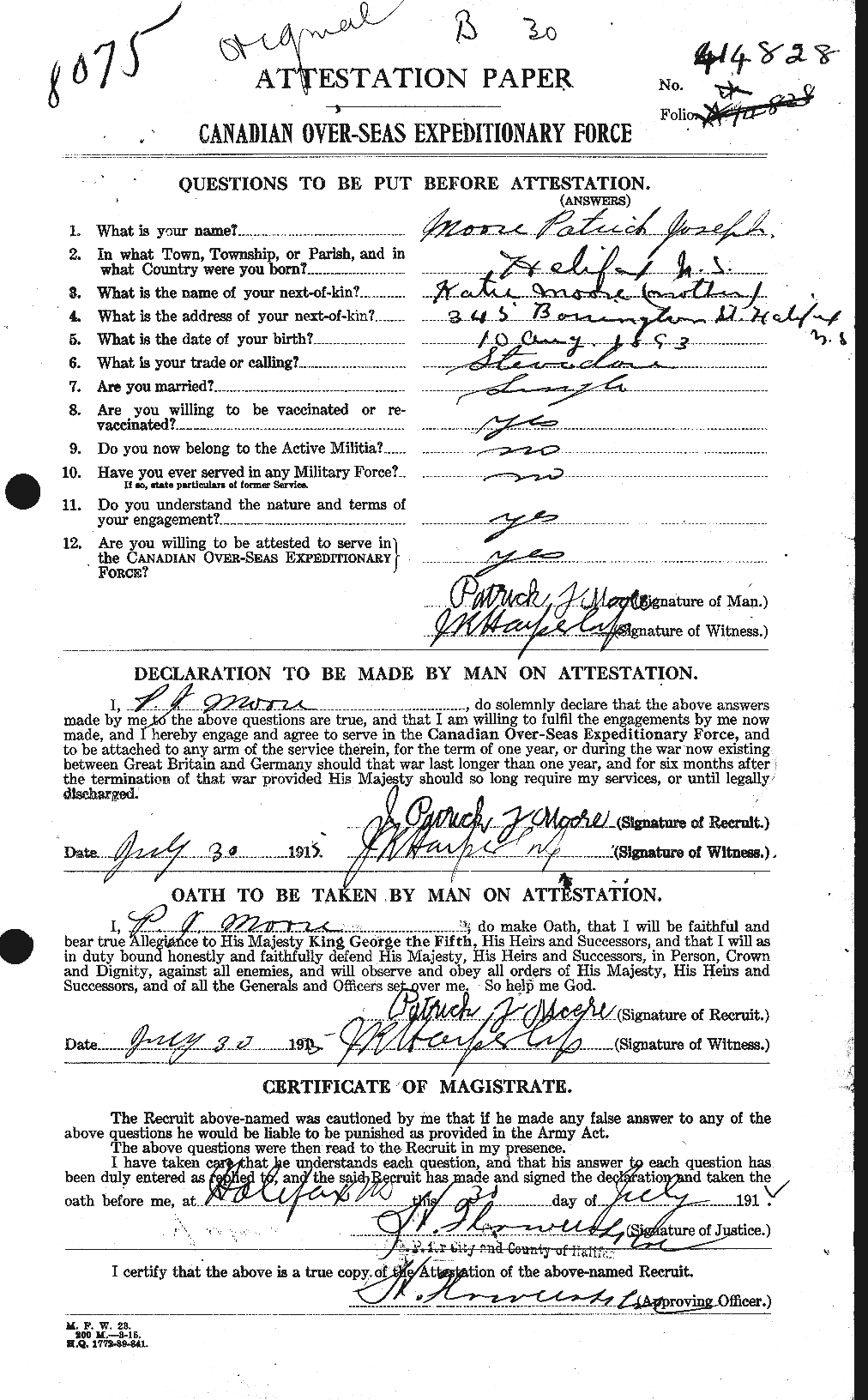 Personnel Records of the First World War - CEF 503476a