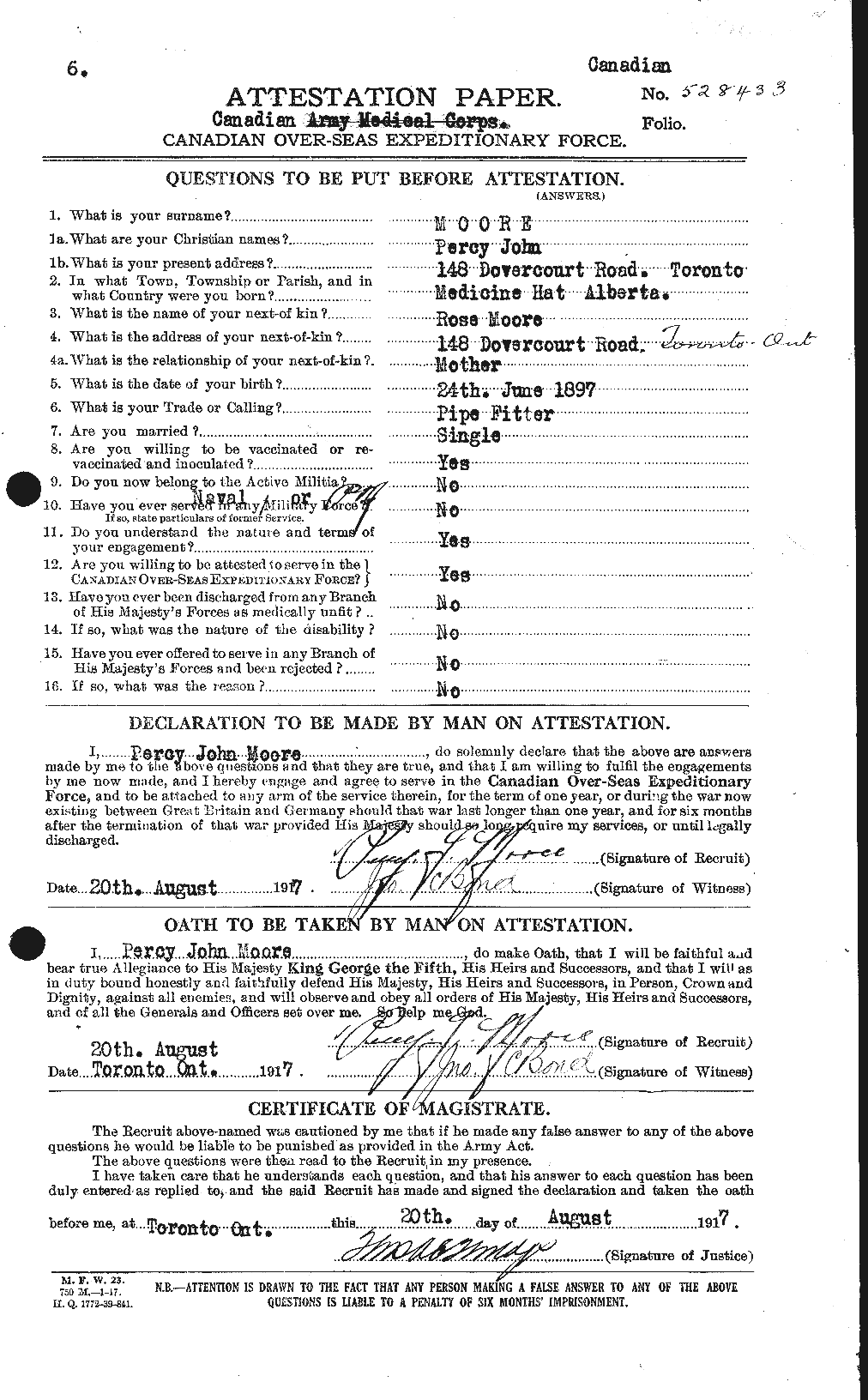 Personnel Records of the First World War - CEF 503491a