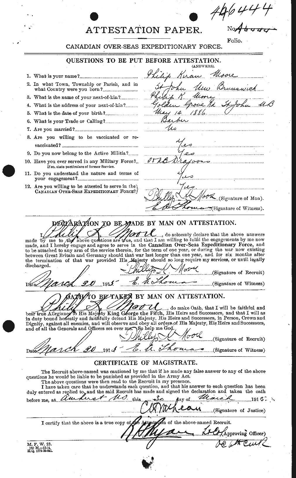 Personnel Records of the First World War - CEF 503501a