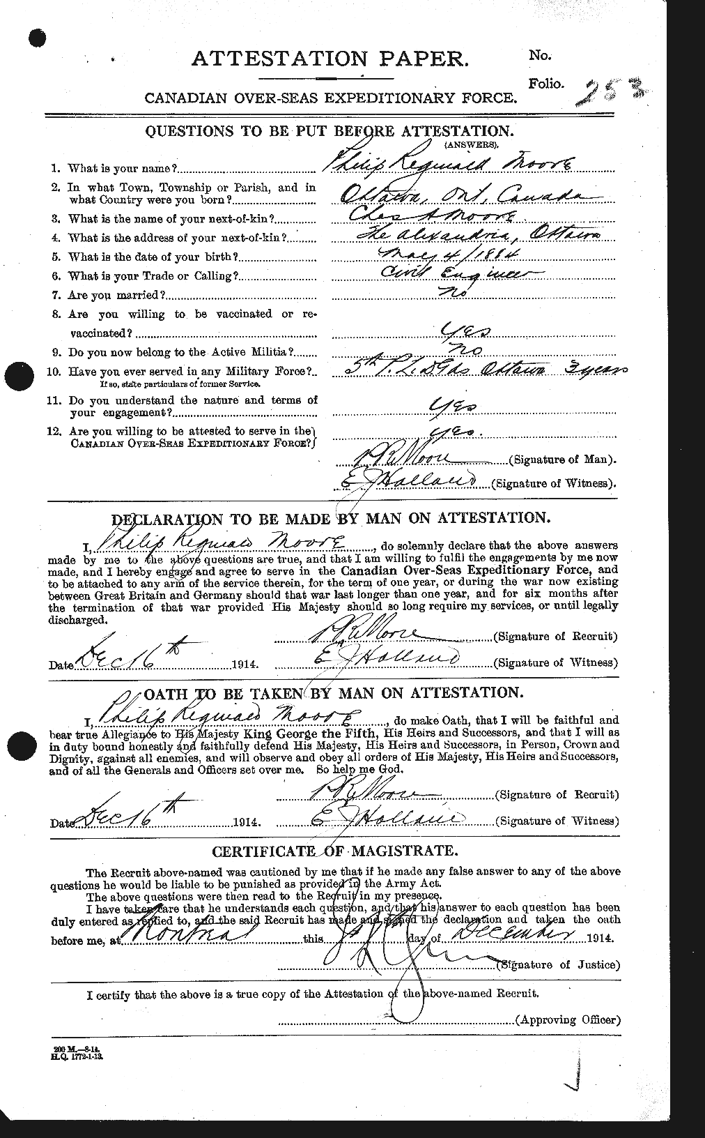 Personnel Records of the First World War - CEF 503502a