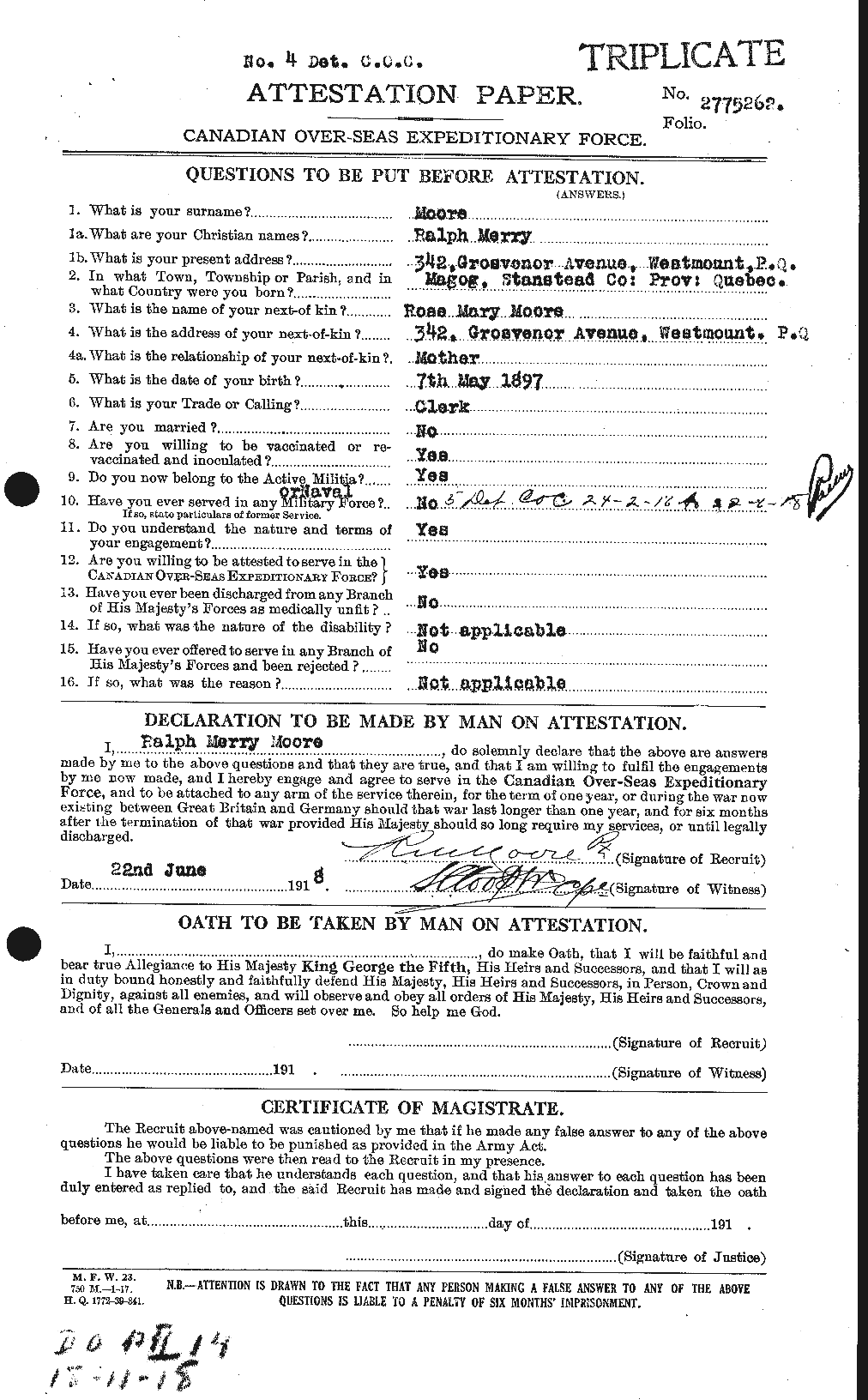 Personnel Records of the First World War - CEF 503508a