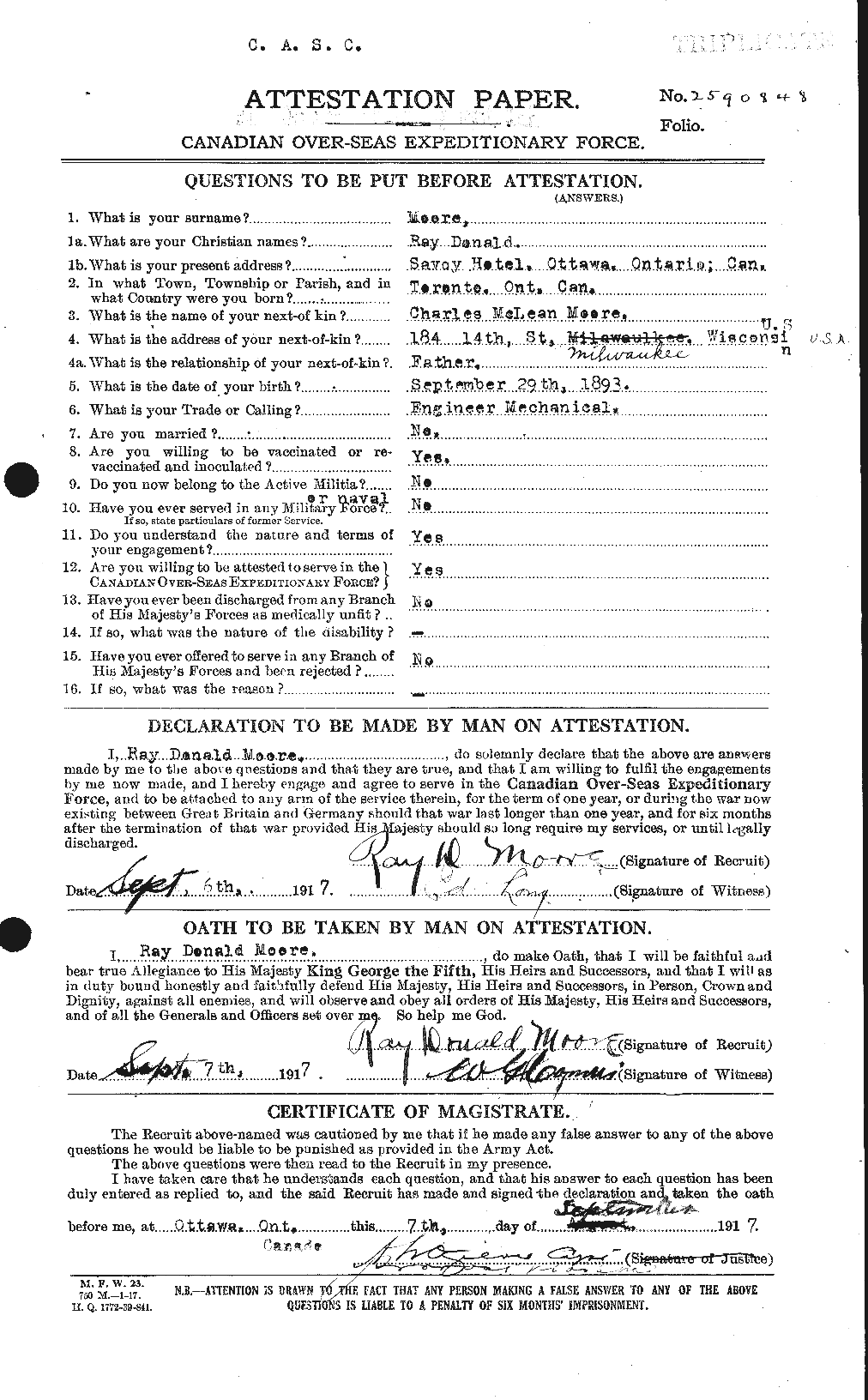 Personnel Records of the First World War - CEF 503516a