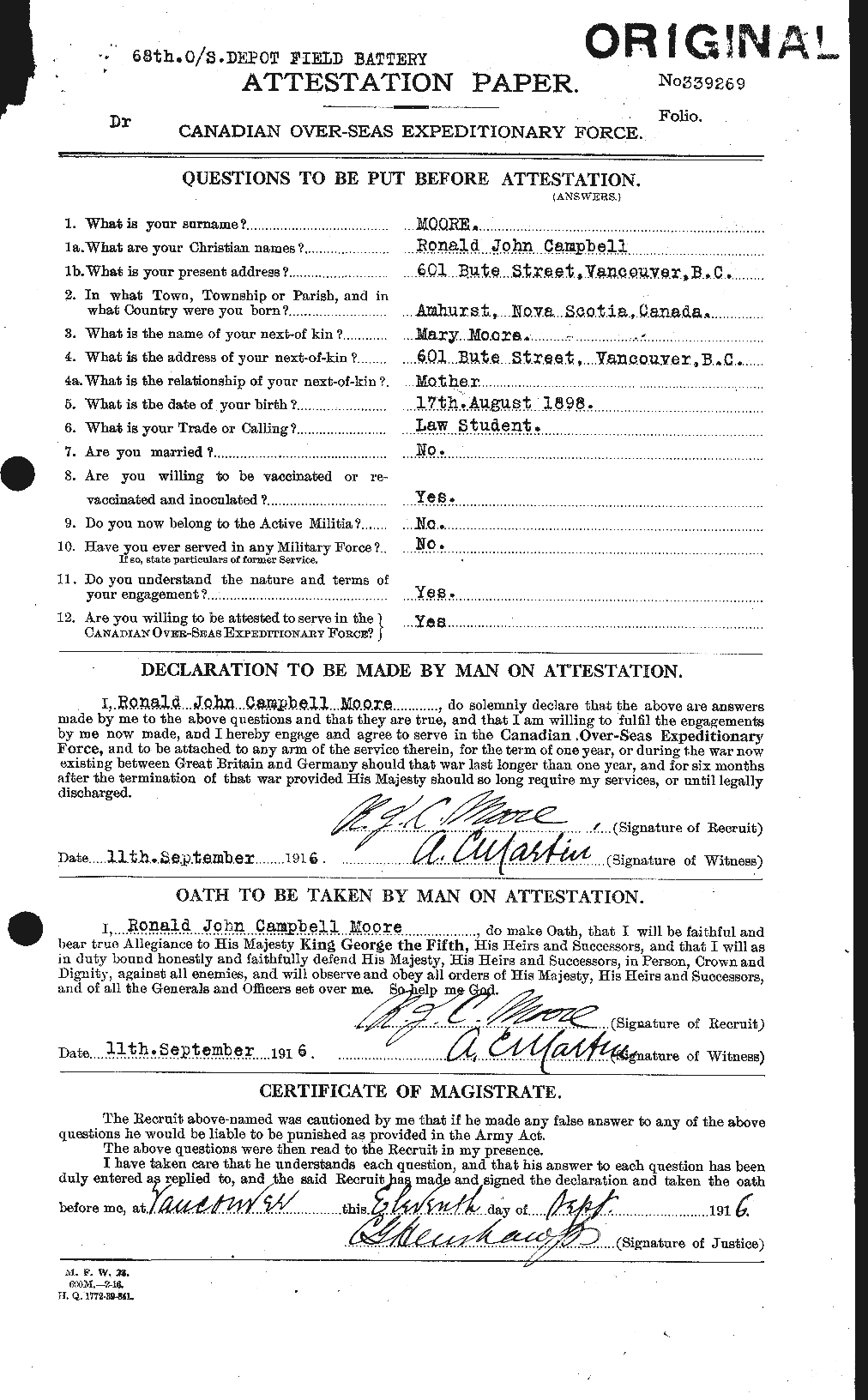 Personnel Records of the First World War - CEF 503590a