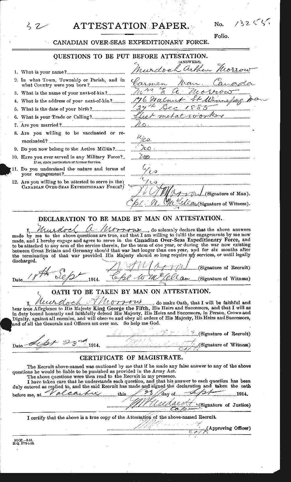 Personnel Records of the First World War - CEF 504295a
