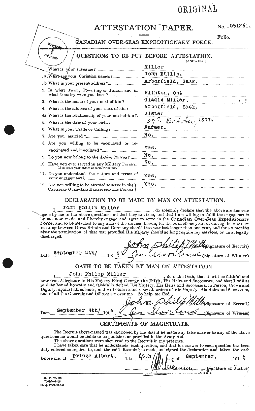 Personnel Records of the First World War - CEF 505318a