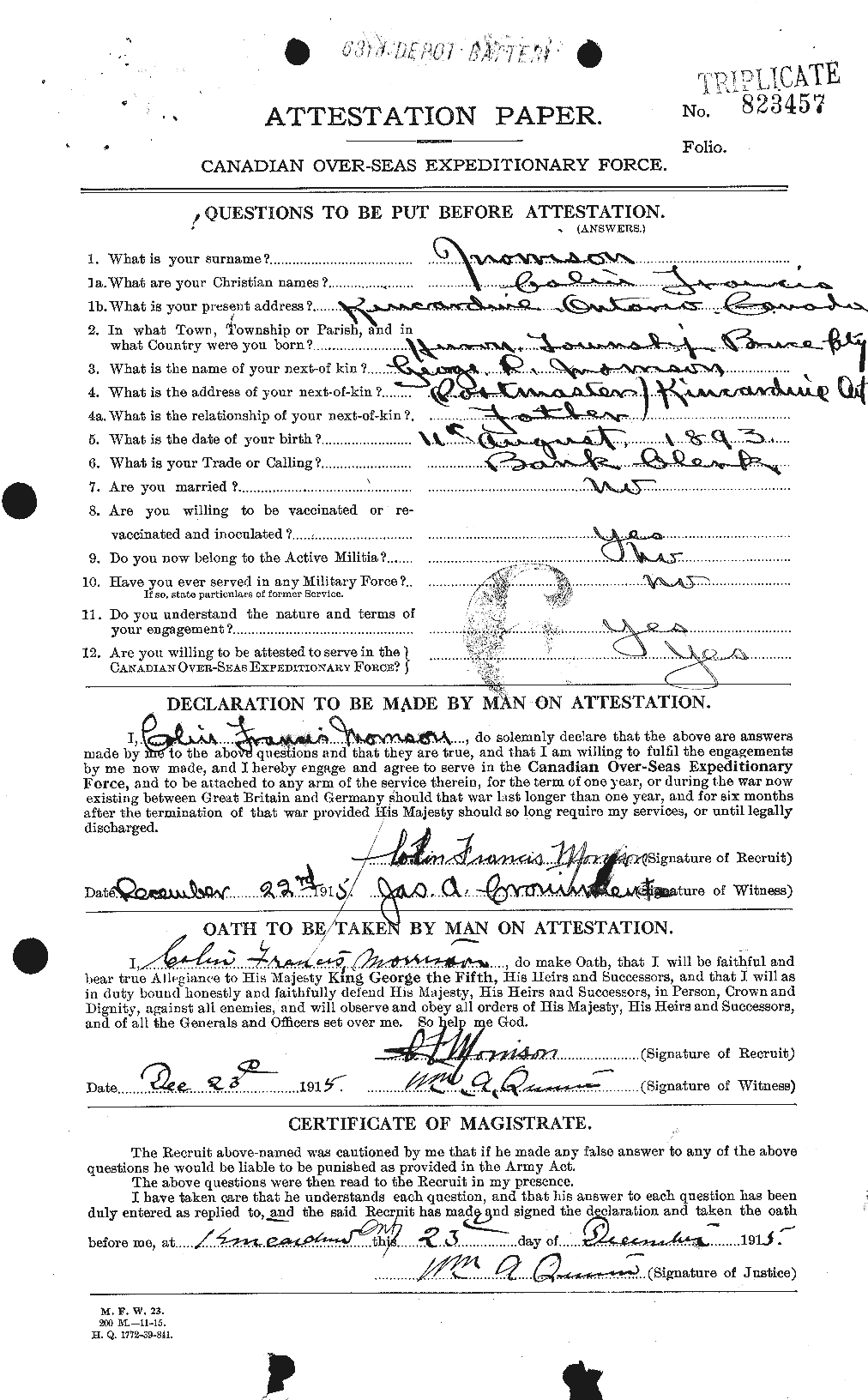 Personnel Records of the First World War - CEF 505385a