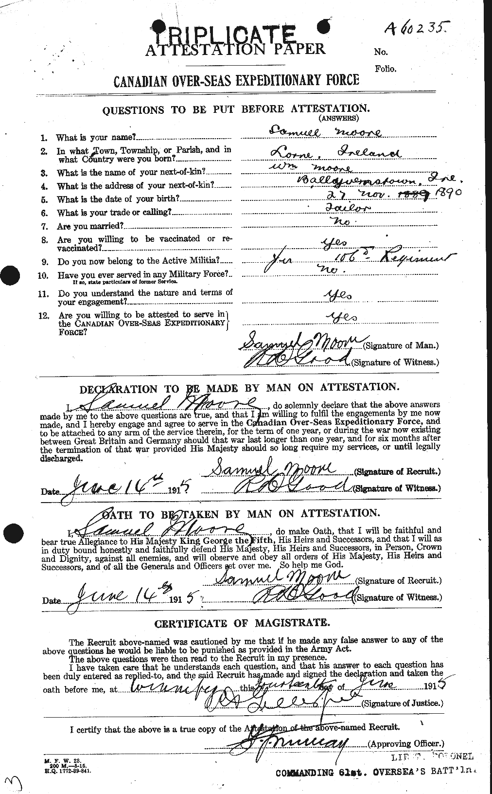 Personnel Records of the First World War - CEF 505560a