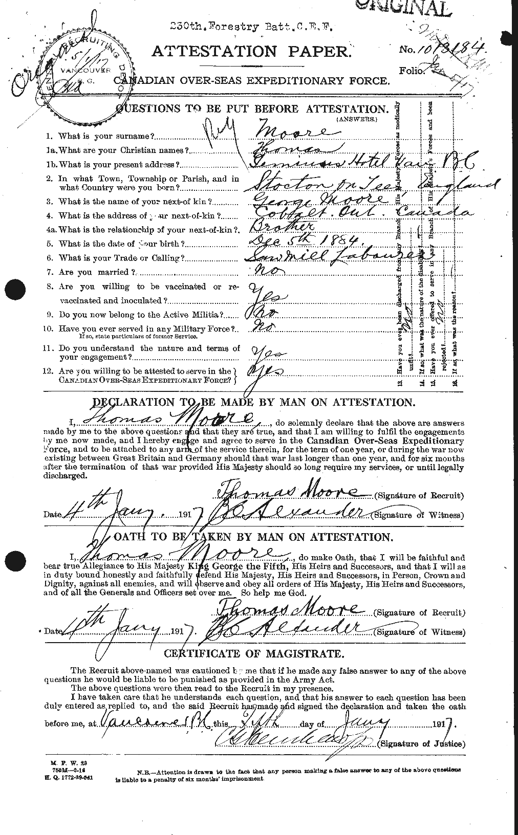 Personnel Records of the First World War - CEF 505609a