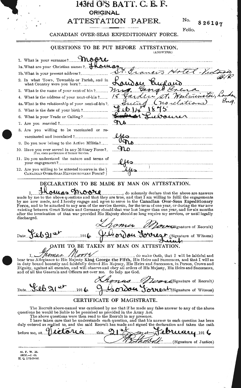 Personnel Records of the First World War - CEF 505611a