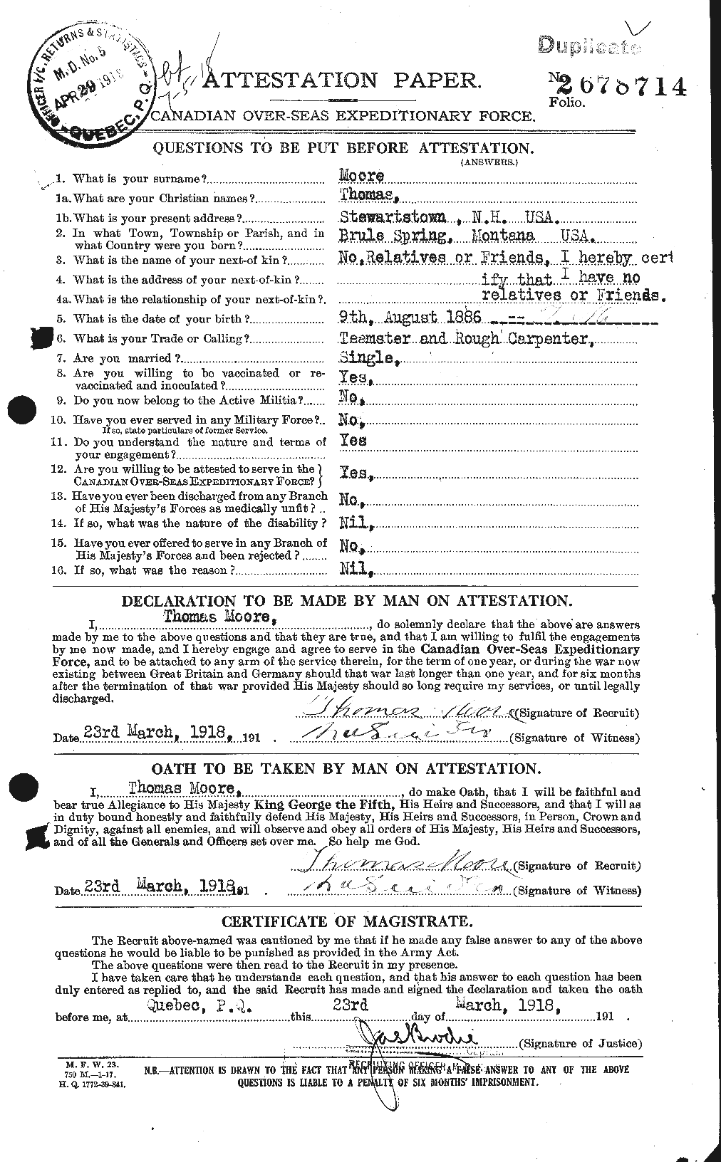 Personnel Records of the First World War - CEF 505616a